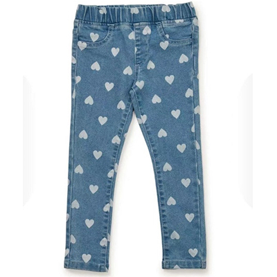 Love Heart Print Leggins- Mid Wash