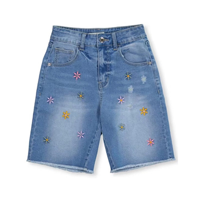 Girls Embroidered Denim Short